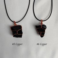 Chunky Obsidian Wire Wrapped Pendant in Silver, Gold or Copper
