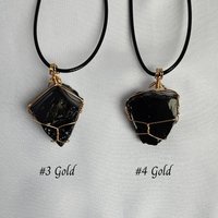 Chunky Obsidian Wire Wrapped Pendant in Silver, Gold or Copper