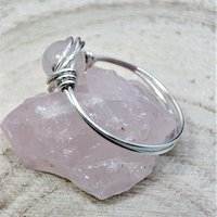 Rose Quartz Wire Wrapped Ring in Silver or Copper