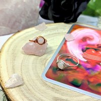 Rose Quartz Wire Wrapped Ring in Silver or Copper