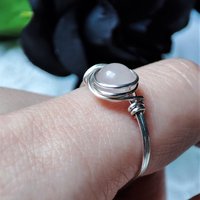 Rose Quartz Wire Wrapped Ring in Silver or Copper