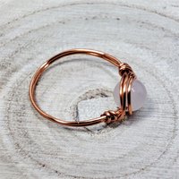 Rose Quartz Wire Wrapped Ring in Silver or Copper