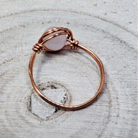 Rose Quartz Wire Wrapped Ring in Silver or Copper