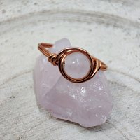Rose Quartz Wire Wrapped Ring in Silver or Copper