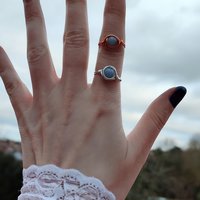 Angelite Wire Wrapped Ring in Silver or Copper