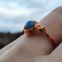 Angelite Wire Wrapped Ring in Silver or Copper