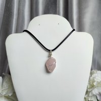 Rose Quartz Wire Wrapped Pendant in Silver