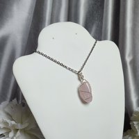Rose Quartz Wire Wrapped Pendant in Silver