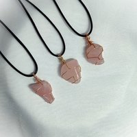 Rose quartz wire wrapped pendant in gold, rose gold or copper.