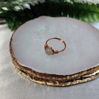 Aventurine Wire Wrapped Ring in Silver or Copper