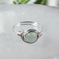 Aventurine Wire Wrapped Ring in Silver or Copper