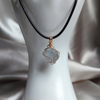 Raw Celestite Wire Wrapped Pendant in Gold, Rose Gold or Copper