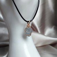 Raw Celestite Wire Wrapped Pendant in Gold, Rose Gold or Copper