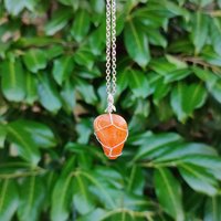 Carnelian Wire Wrapped Pendant in Silver