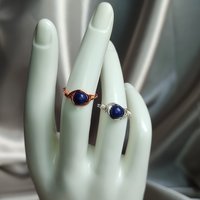 Lapis Lazuli Wire Wrapped Ring in Silver or Copper