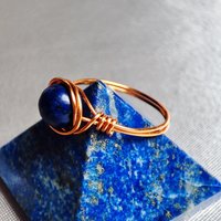 Lapis Lazuli Wire Wrapped Ring in Silver or Copper