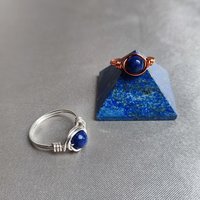 Lapis Lazuli Wire Wrapped Ring in Silver or Copper