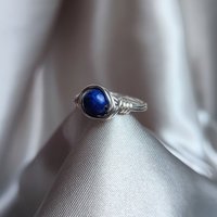 Lapis Lazuli Wire Wrapped Ring in Silver or Copper