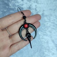 Moon Raven Skull Earrings