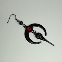 Moon Raven Skull Earrings