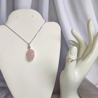 Rose Quartz Wire Wrapped Pendant in Silver