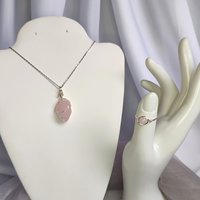 Rose Quartz Wire Wrapped Ring in Silver or Copper