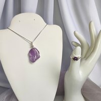 Amethyst Wire Wrapped Pendant in Silver