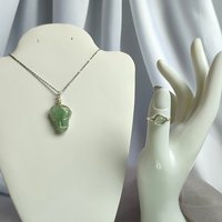 Aventurine Wire Wrapped Pendant in Silver