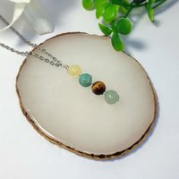 Gemstone pendant for good luck with citrine, amazonite, tiger's eye and aventurine.