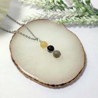 Evil entity protection pendant with citrine, onyx and labradorite.
