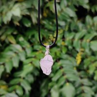 Rose Quartz Wire Wrapped Pendant in Silver