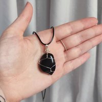 Obsidian Wire Wrapped Pendant in Silver
