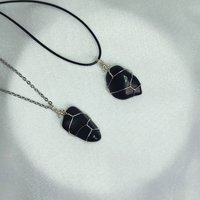Obsidian Wire Wrapped Pendant in Silver