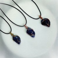 Sodalite wire wrapped pendant in gold, rose gold or copper.