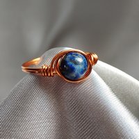 Lapis Lazuli Wire Wrapped Ring in Silver or Copper
