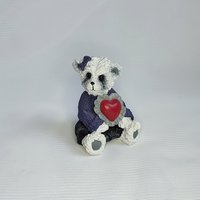 Gothic bear figurine with heart handpainted.
