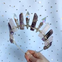 GRACIE Amethyst and Rose Quartz Crystal Crown