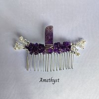 Silver Combs with Branches and Crystal Chips