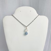 Angel connection pendant with selenite and angelite beads.