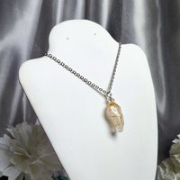 Citrine wire wrapped pendant with chain or cord.