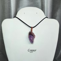 Amethyst Wire Wrapped Pendant in Gold, Rose Gold or Copper