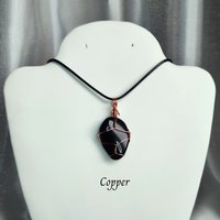 Obsidian Wire Wrapped Pendant in Gold, Rose Gold or Copper