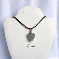 Raw Celestite Wire Wrapped Pendant in Gold, Rose Gold or Copper