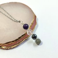 Empath Protection necklace with amethyst, rose quartz, hematite and labradorite beads.