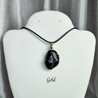 Obsidian Wire Wrapped Pendant in Gold, Rose Gold or Copper