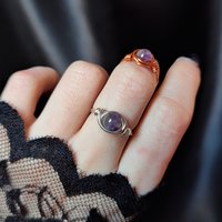 Amethyst Wire Wrapped Ring in Silver or Copper