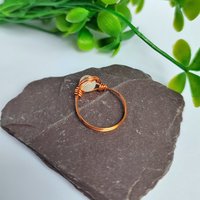 Selenite Wire Wrapped Ring in Silver or Copper