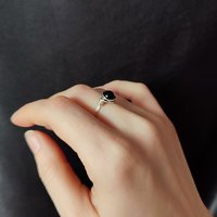 Obsidian Wire Wrapped Ring in Silver or Copper