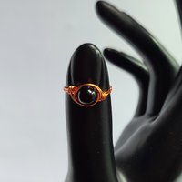 Obsidian Wire Wrapped Ring in Silver or Copper