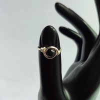 Obsidian Wire Wrapped Ring in Silver or Copper